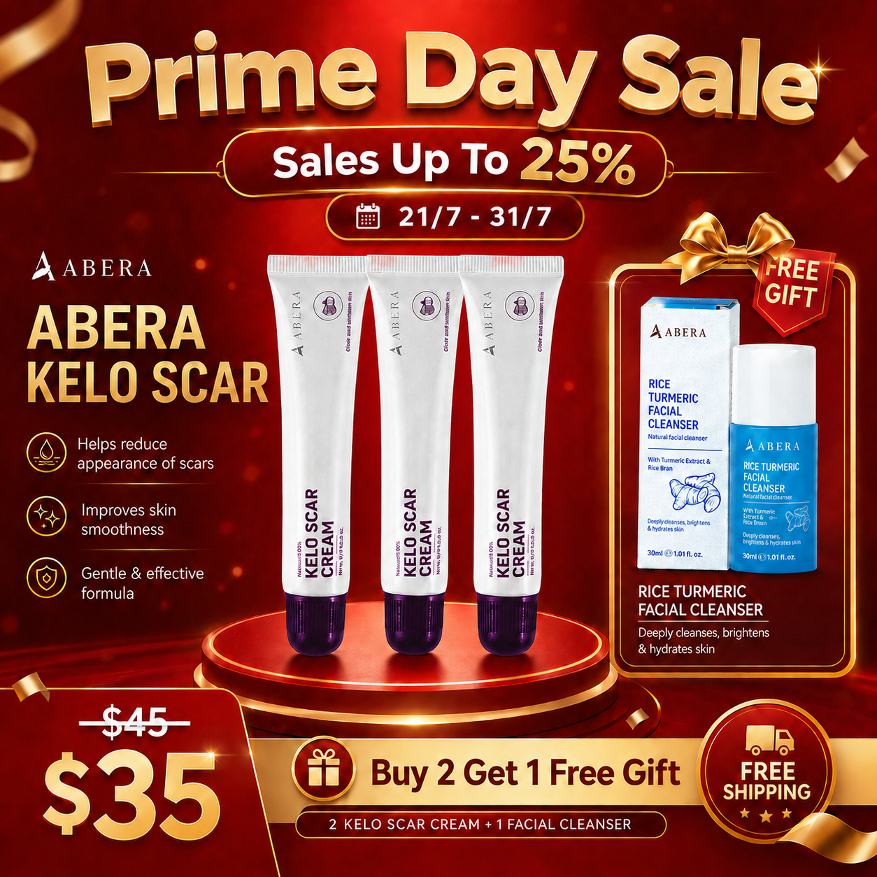 Abera Kelo Scar Cream – Clinical Formula for Raised Scars