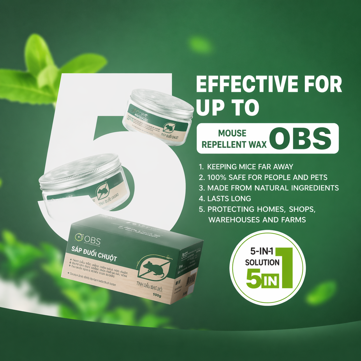 OBS Natural Mouse Repellent – Safe, Long-Lasting & Highly Effective Rodent Control