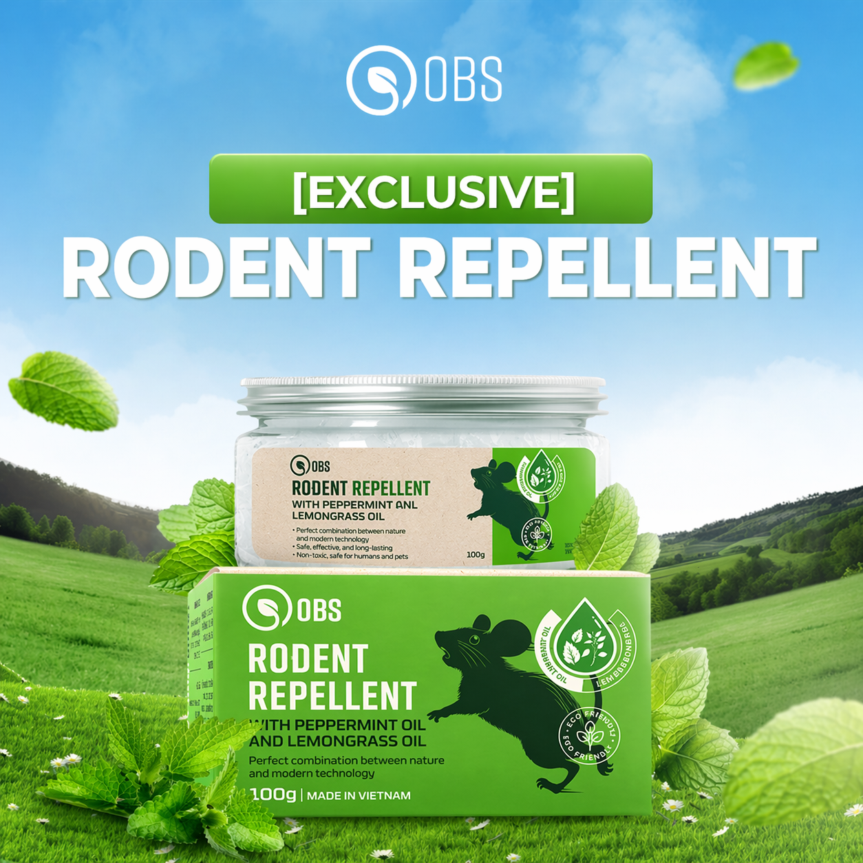 OBS Natural Mouse Repellent – Safe, Long-Lasting & Highly Effective Rodent Control