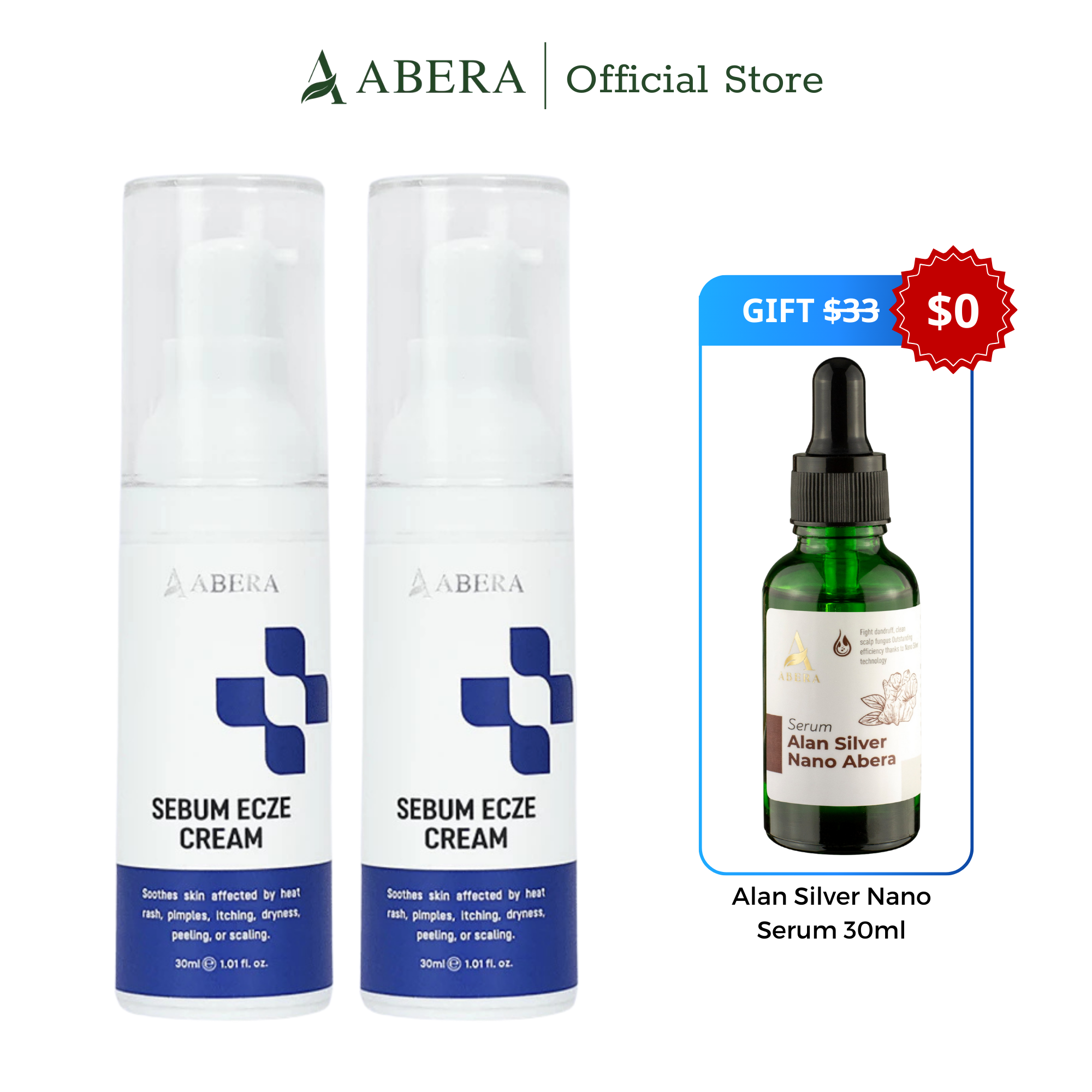 Abera Sebum Ecze Crema - Loción corporal completa para pieles con tendencia a la psoriasis, crema hidratante para eccemas, hidratante corporal, tubo de 1 oz. - Auténtico