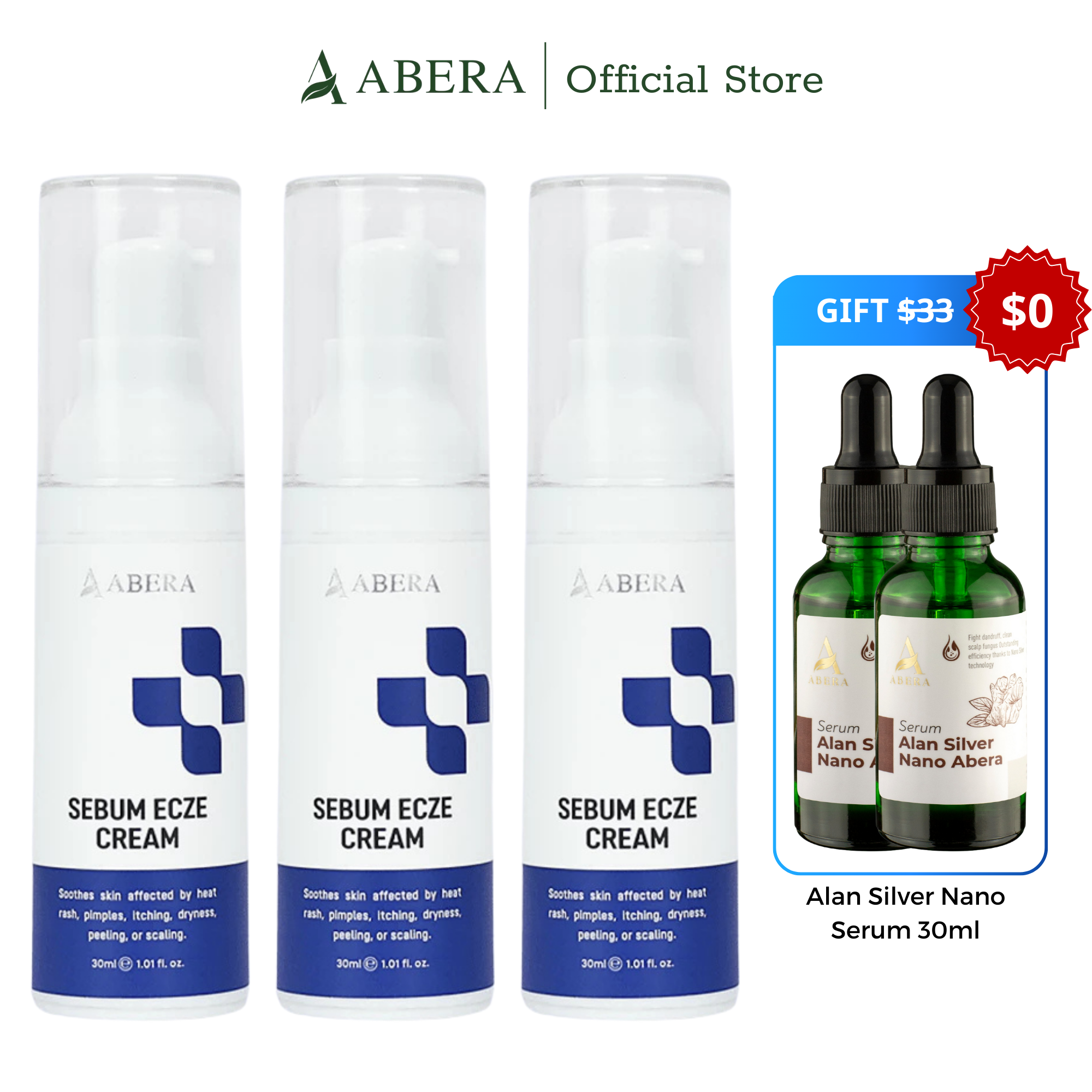 Abera Sebum Ecze Crema - Loción corporal completa para pieles con tendencia a la psoriasis, crema hidratante para eccemas, hidratante corporal, tubo de 1 oz. - Auténtico